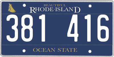 RI license plate 381416