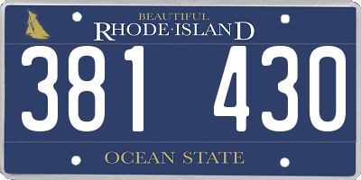 RI license plate 381430