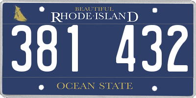 RI license plate 381432