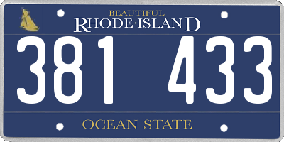 RI license plate 381433