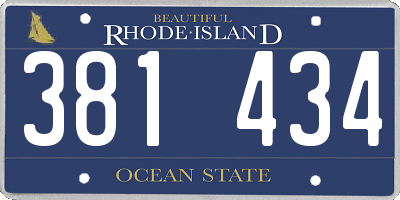 RI license plate 381434