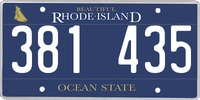 RI license plate 381435