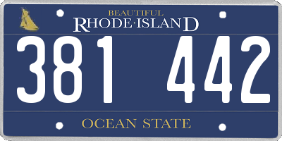 RI license plate 381442