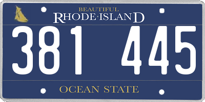 RI license plate 381445