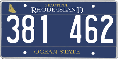 RI license plate 381462