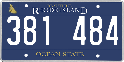 RI license plate 381484