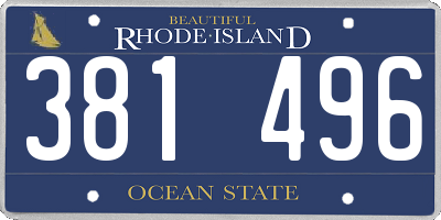 RI license plate 381496