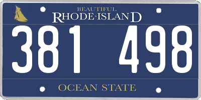 RI license plate 381498