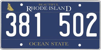 RI license plate 381502