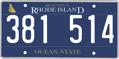 RI license plate 381514