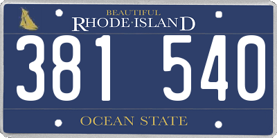 RI license plate 381540