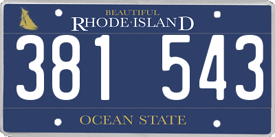 RI license plate 381543