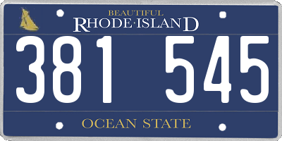 RI license plate 381545