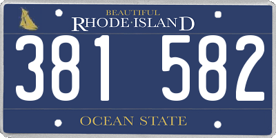 RI license plate 381582