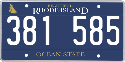 RI license plate 381585