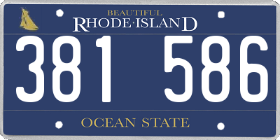 RI license plate 381586