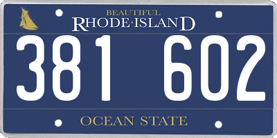 RI license plate 381602