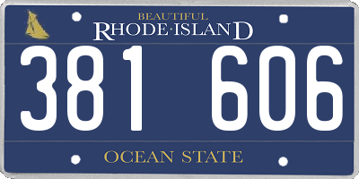 RI license plate 381606
