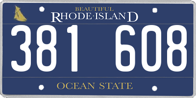 RI license plate 381608
