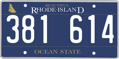 RI license plate 381614