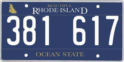 RI license plate 381617