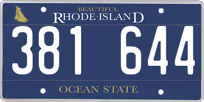 RI license plate 381644