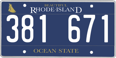 RI license plate 381671
