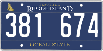 RI license plate 381674
