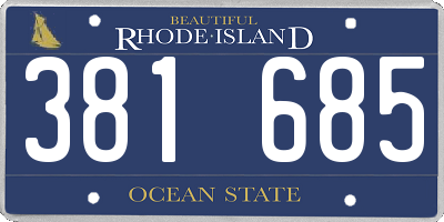 RI license plate 381685