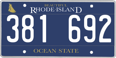 RI license plate 381692