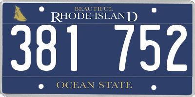 RI license plate 381752