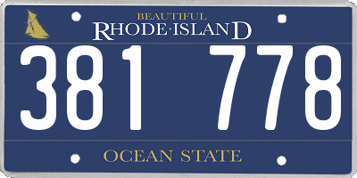 RI license plate 381778