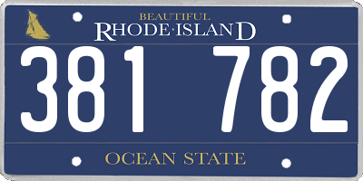 RI license plate 381782