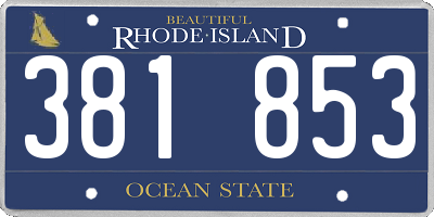 RI license plate 381853