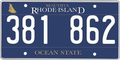 RI license plate 381862