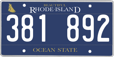 RI license plate 381892