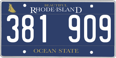 RI license plate 381909