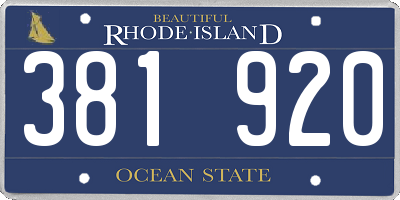 RI license plate 381920