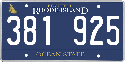 RI license plate 381925