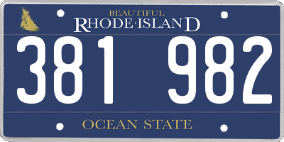 RI license plate 381982