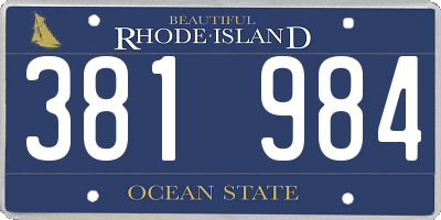 RI license plate 381984