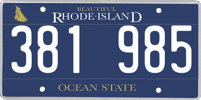 RI license plate 381985