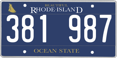 RI license plate 381987