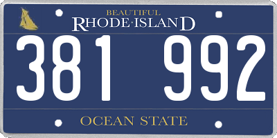 RI license plate 381992