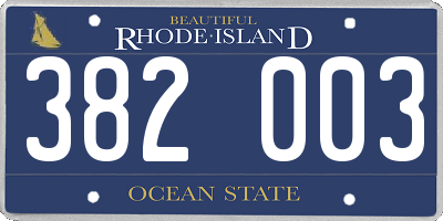 RI license plate 382003