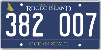 RI license plate 382007