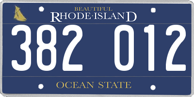 RI license plate 382012