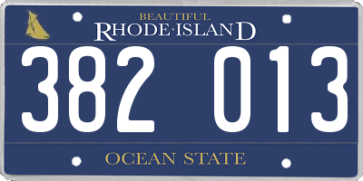 RI license plate 382013
