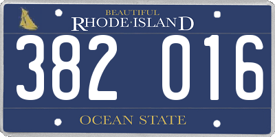 RI license plate 382016