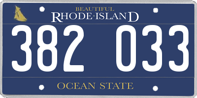 RI license plate 382033